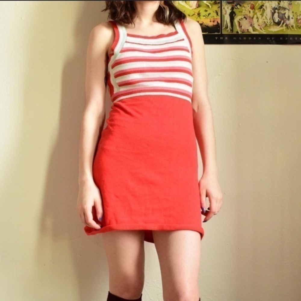 ModCloth Red Green Stripe Sleeveless Dress Size Medium